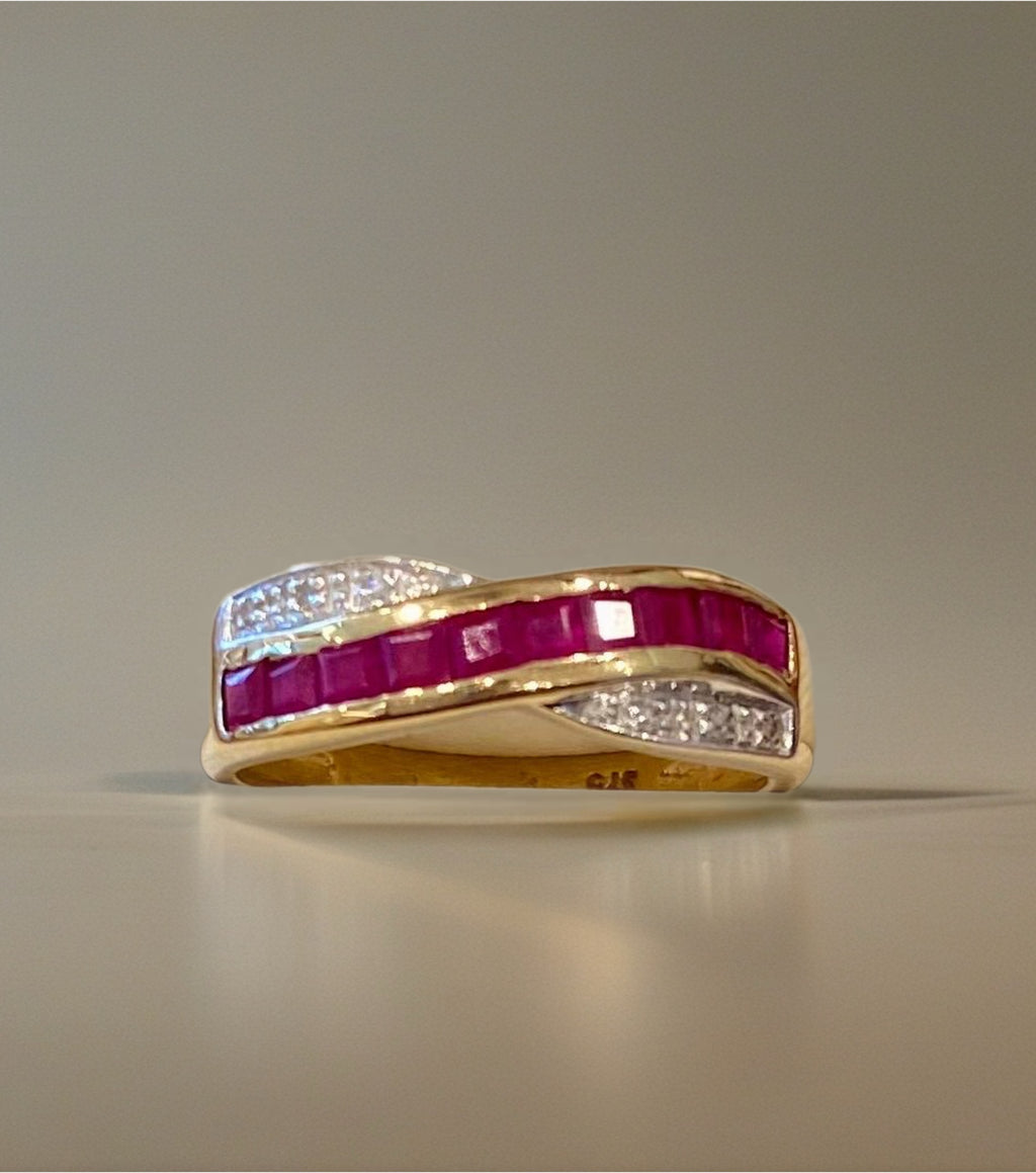 Diamond and Ruby Crossover Ring band – Innes Strong