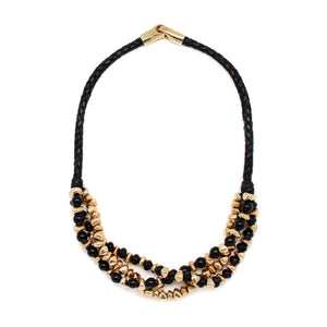 Kalahari. Elegant, practical and perfect to wear on repeat semiprecious stone, gold and leather necklace.