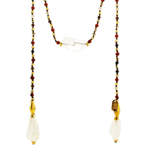 Montalcino. Gorgeous  long tie type stone and gold necklace.